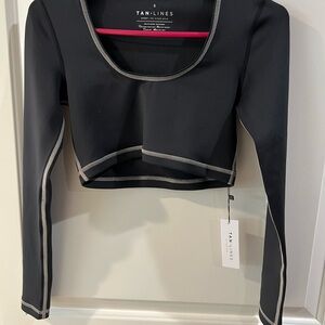 Tan-Lines Black Long Sleeve Crop Top